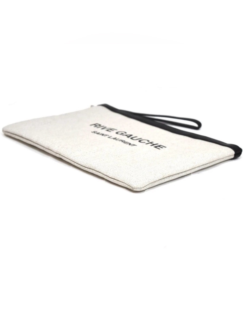 Saint Laurent Rive Gauche Crossbody/Clutch Bag Coated Canvas Leather Ivory Black - Picture 9 of 16